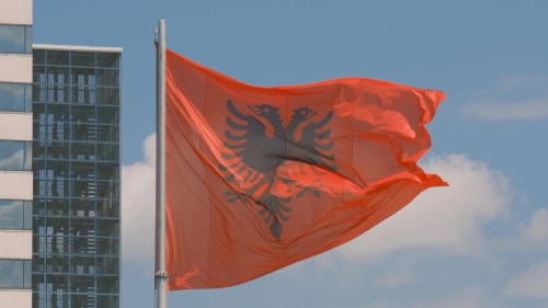 Albaninan Flag Waving